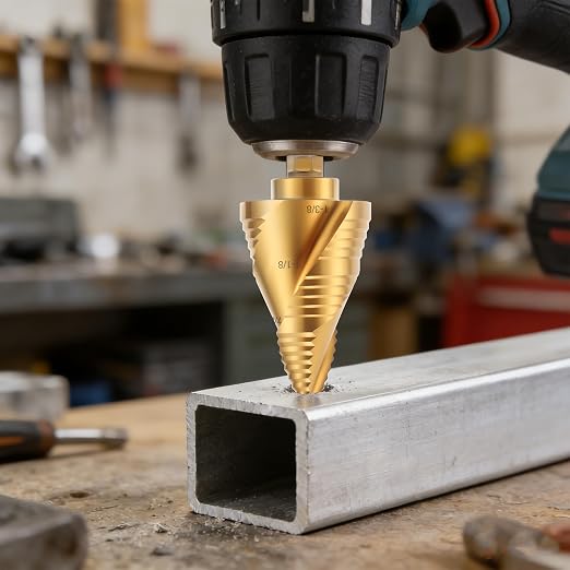 Lichamp Unibit Step Drill Bit for Metal, Genuine HSS M2 Drill Stepper Bit for Hard Metal Heavy Duty, 19 Sizes from 3/16" to 1-3/8", Spiral Grooved with Hex Drive, C2GD