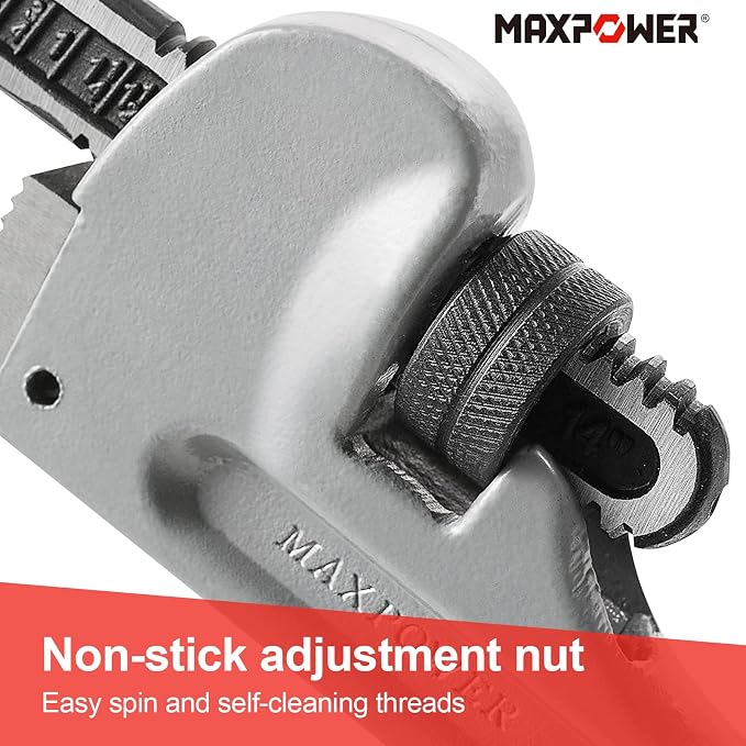 MAXPOWER 18-inch Pipe Wrench, 2.5 inch Jaw Opening Capacity | Heavy Duty Aluminum Plumbing Wrench