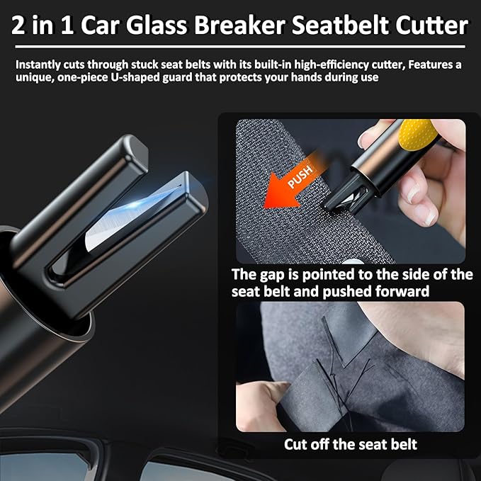 smosun Safehammer - 2026 Upgraded Safe Hammer Glass Breaker Under Water, Car Hammer Seatbelt Cutter Window Breaker Emergency Escape Tool, Safehammer Glass Breaker for New Cars (3PCS)