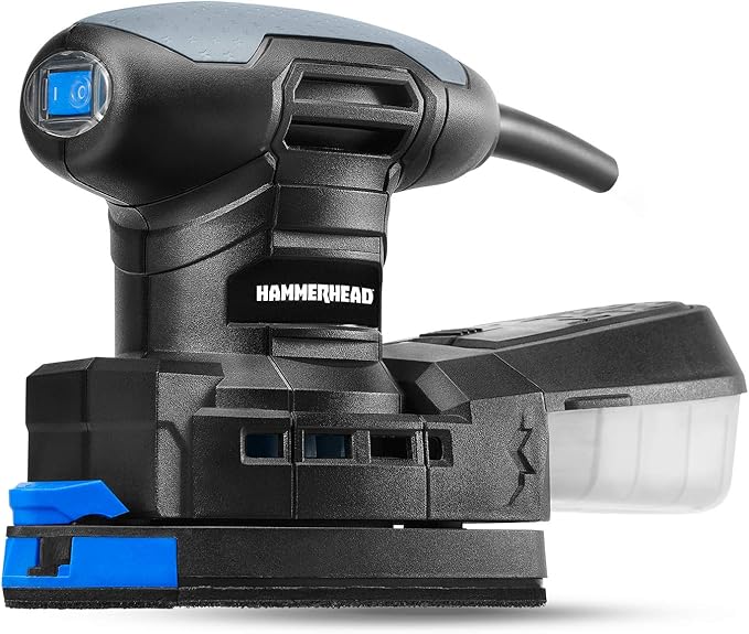 Hammerhead 1.4-Amp Multi-Function Detail Sander with 12pcs Sandpaper, Dust Collection System, and Detail Attachment - HADS014