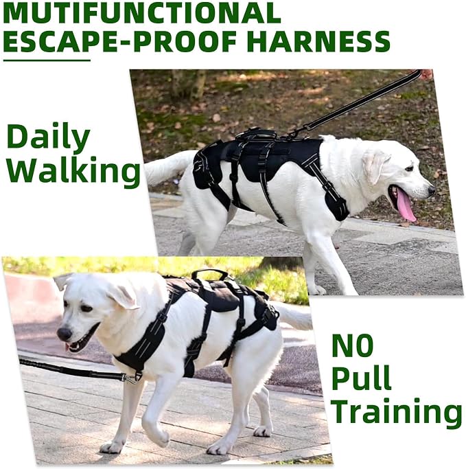 PUPTECK Dog Lift Harness for Medium Large Sized Dog, Rehabilitation Sling for Hind Leg Support, Multifunctional Mobility Assistance Harness for Old, Disabled, Joint Injuries, Paralysis Dogs, Black L
