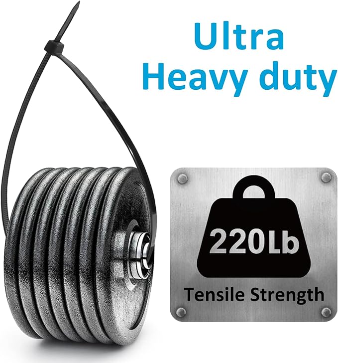 Large Zip Ties Heavy Duty Outdoor 24 inch (250 Pack), Heavy Duty Zip Ties 220 lbs, Black, by ANOSON