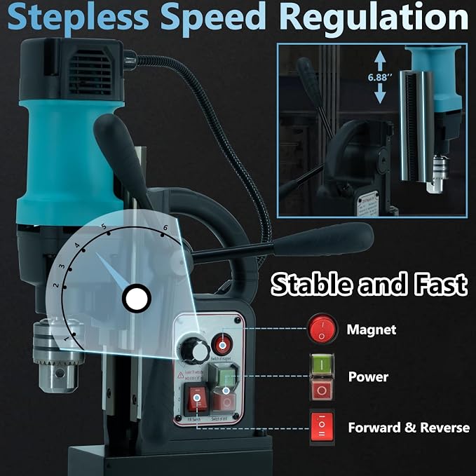 Mag Drill Press, 1150W Magnetic Drill Press, 2360lbf /10500N Mag Force, Portable Electric magnet press machine for Metal Surface