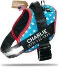 Personalized Dog Harness with Custom Name Patches, Adjustable Reflective No Choke Dog Vest with Handle for Small Dogs and Growing Puppy, Light Blue, XS