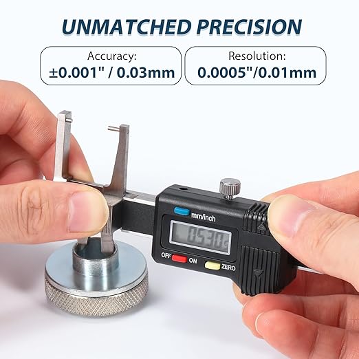 Mini Digital Caliper 3-in-1, 0-25mm Precision Measuring Tool | Large LCD Display, Zero Setting Function, Inch Metric Fraction Conversion, Extra Battery, Protective Case