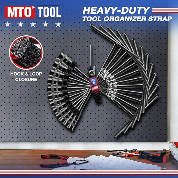MTO T-Handle Metric Socket Wrench Set, 6-Point (6mm-15mm, 17mm, 19mm) with Hanging Organizer Strap, Cr-V Steel Lug Wrench Hex Socket for Motorcycle Car Bicycle Repair (12 Pack)