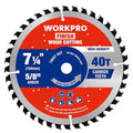 WORKPRO 7-1/4 Inch Woodworking Circular Saw Blade, 40T General Purpose Wood Cutting, Thin Kerf, Carbide Tipped, ATB Tooth, 1-Pack