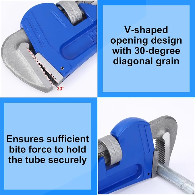 Gisafai 48" Straight Heavy Duty Pipe Wrench Set Plumber Adjustable Water Alloy Steel Grip Plumber's Wrench Plumbing Tools, Blue