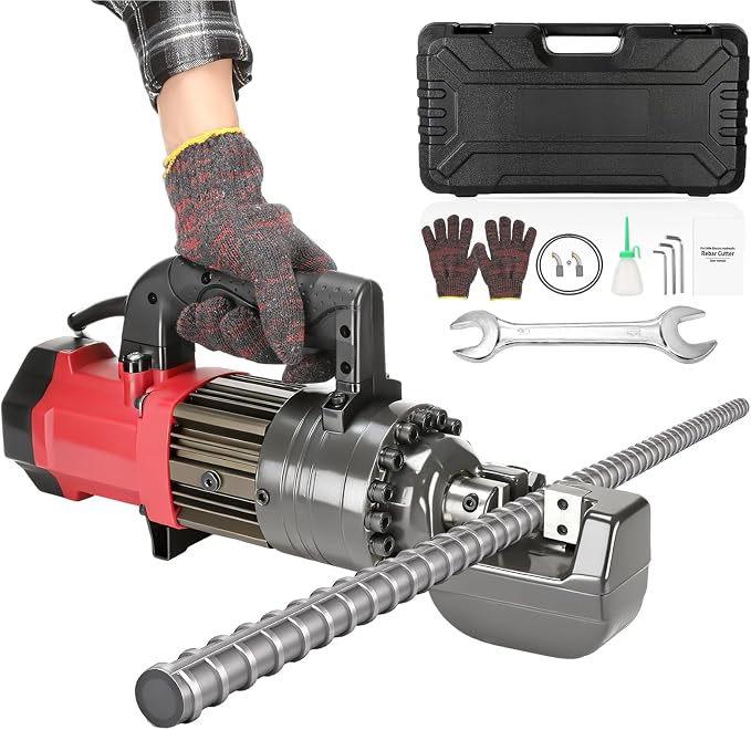 1400W Electric Rebar Cutter, 7/8" Hydraulic Portable Rebar Cutter 3-4s Cutting Speed Cuts 4-22mm #7 3/8" 5/8" up to 0.87" Rebar/Steel, RC-22,with Easy to Carry Box