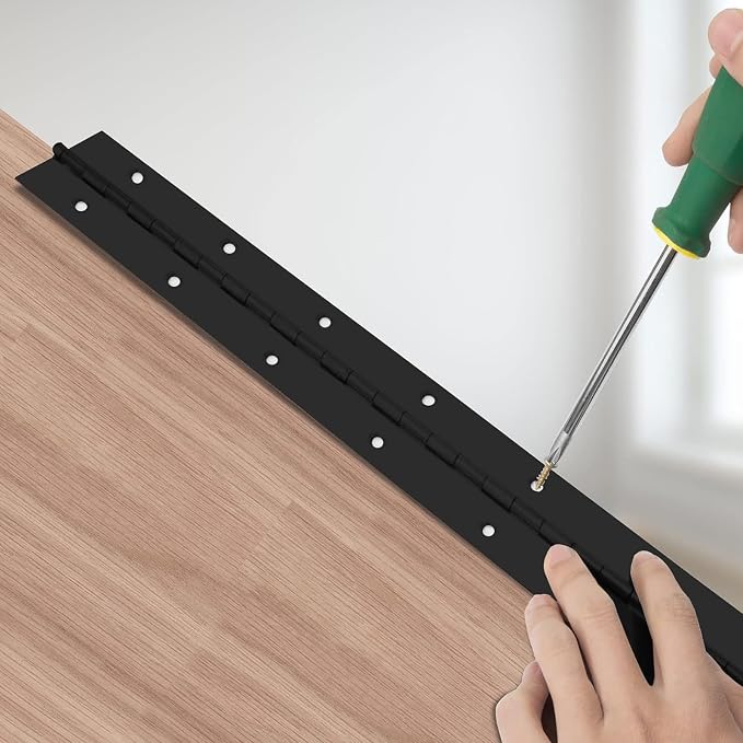 2Pack Heavy Duty Piano Hinge, 2" Open Width x 20" Continuous & Piano Hinges, 0.06” Thick Stainless Steel Piano Hinge with Holes, Black Stainless Furniture Hinges for Cabinet Door Cases Woodworking