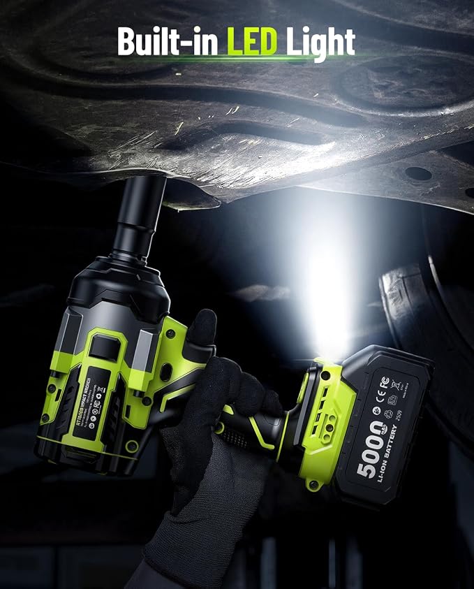 Robustrue Cordless Impact Wrench,1475Ft-lbs (2000N.m) 1/2 High Torque Brushless Impact Gun, 18V Power Impact Driver, 2 * 5000mAh Battery,5 Sockets, Brushless Variable Speeds for Car/Truck RV/Mower