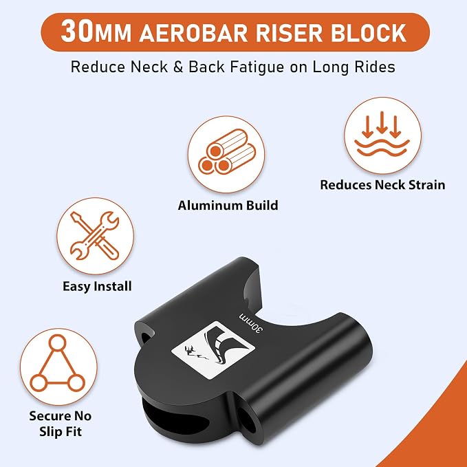 30mm Aluminum Aerobar Riser Kit, Clip On Aero Bars Armrest Handlebar Spacers for Road Bike Triathlon and Time Trial, Compatible with Profile Design 31.8mm Clamp, with M5 & M6 Mount Bolts