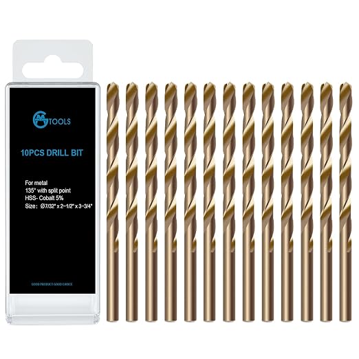GMTOOLS 7/32" Cobalt Drill Bit Set, 13Pcs M35 High Speed Steel Jobber Length Drill Bit Kit