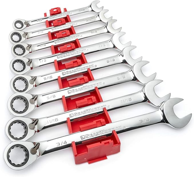 GEARWRENCH 8 Piece 72-Tooth 12 Point Reversible Ratcheting Combination SAE Wrench Set | 9533N (Pack of 10)