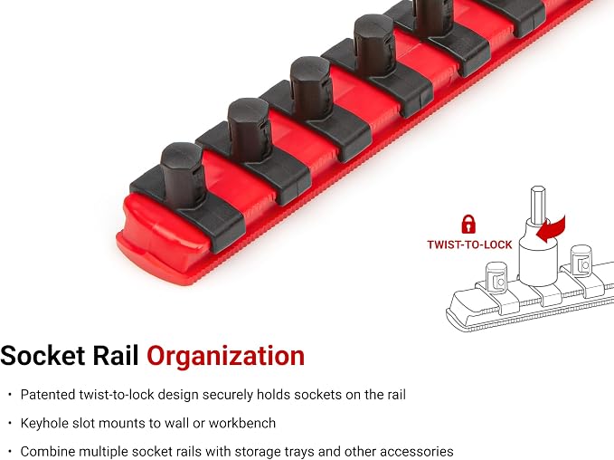 TEKTON Hex Bit Socket Set, 11-Piece | SHB91107 | 3/8 Inch Drive, (3 - 10 mm), Socket Rail