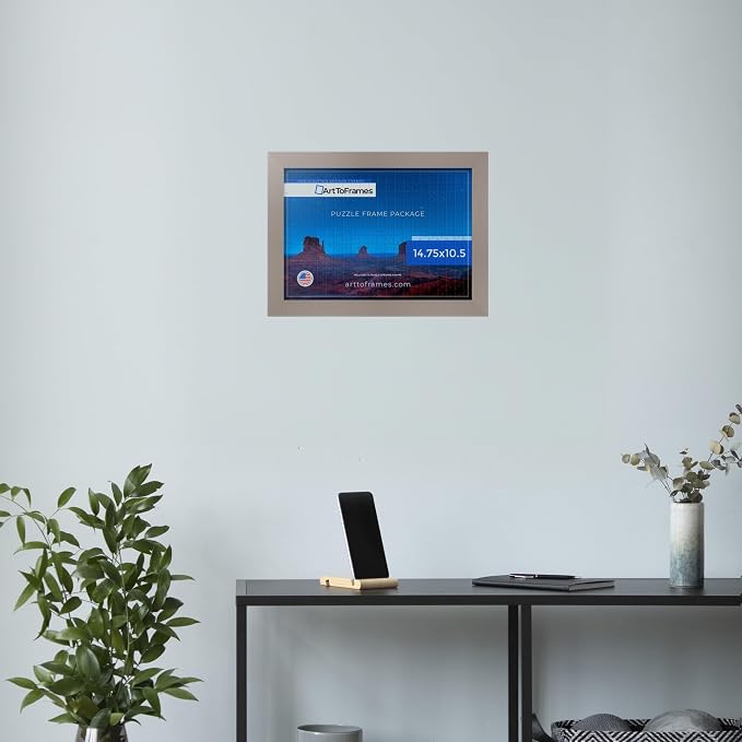 ArtToFrames Puzzle Frame for Buffalo Games 48, 72, 100 Piece Jigsaw Puzzles, 14.75x10.5 Inch (37x27 cm), Latte Engineered Wood with Regular Glass, Ready to Hang Puzzle Display