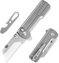 OKNIFE U1 Ultra Titanium Pocket Folding Utility Knife with Ceramic Blade, Button Lock EDC Box Cutter with Clip for Men Women