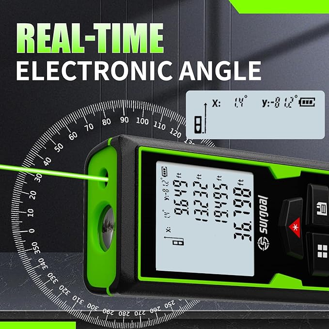 Mini Green Laser Distance Meter 262Ft – Rechargeable Digital Measuring Tool with USB Type-C, Area/Volume Modes, Max/Min, ±3mm Accuracy, Pocket-Sized Compact Design