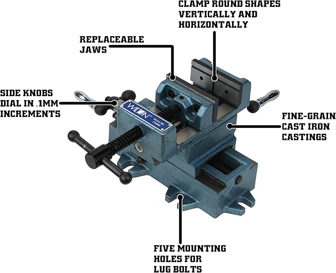 Wilton Cross-Slide Drill Press Vise, 4" Jaw Width & Max Opening, 1-3/8" Jaw Depth (Model CS4)
