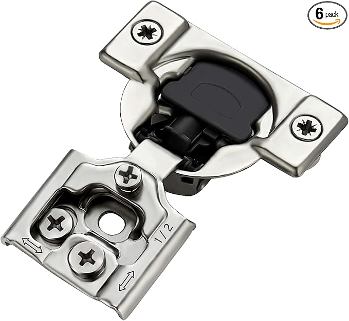 Ravinte 6 Pack 3 Pairs 1/2 inch Overlay Soft Close Hinges for Kitchen Cabinet Hinges Satin Nickel Hidden Hinges Stainless Steel Concealed Hinge self Closing