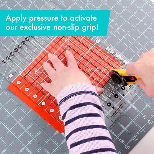 Creative Grids Stripology Mini Slotted Quilting Ruler – CGRGE3 – Made in USA, 8-1/2in x 12-1/2in, Non-Slip Grip Acrylic Fabric Strip Cutting, Sewing, Crafting, Patchwork Ruler & Template