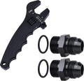 EVIL ENERGY 12AN Flare to 12AN ORB Male Fuel Rail Adapter 2PCS Bundle with Adjustable 3AN-12AN Wrench Aluminum Black