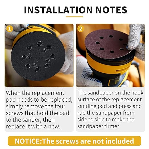 Sander Pad Replacement for Dewalt, 5" 8 Hole Hook and Loop Orbital Sander Pad Compatible with DeWalt DWE6421 6421K DWE6423 6423K DCW210B Random Orbital Sanders (4 Screw Holes)
