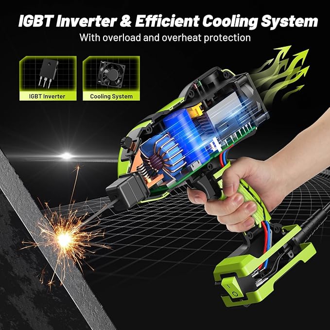 Portable Welding Machine 110V with Auto Darkening Goggles: Handheld IGBT Inverter ARC Welder Gun Stick Welder - 5 Variable Current Adjustment for 3/32"-1/8" Rods and DIY,Professional Use,Repair(Green)