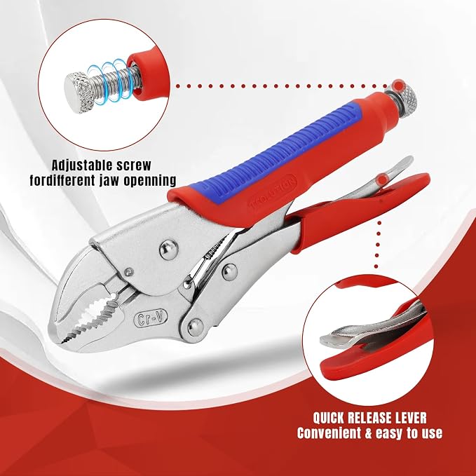 10-Inch Curved Jaw Locking Plier, Vice Grips Large pliers - CRV Steel Multi-Grip, TPR Anti-Slip Handle for Welding, Plumbing, Workshop