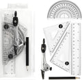 Protractor and Compass Set with Rulers, All-in-One Compass Geometry Tool Kit for Students and Technical Drawing