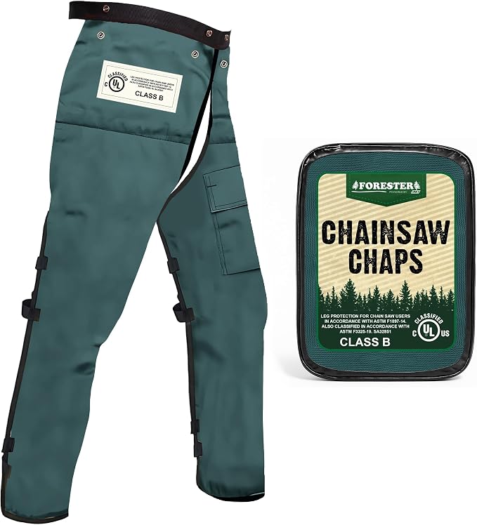 FORESTER Chainsaw Chaps for Men & Women | Apron-Style Chaps with Pocket & Adjustable Waist | Chainsaw Safety Equipment
