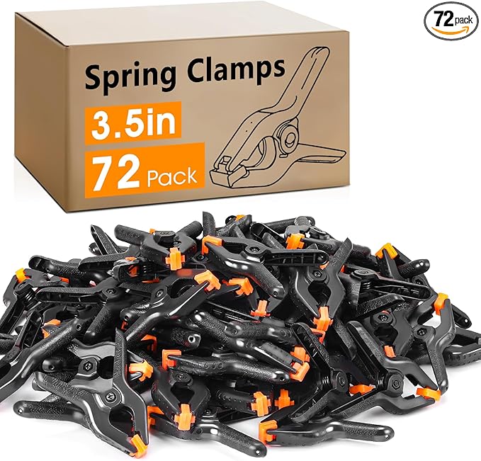 72 Pack 3.5 inch Plastic Spring Clamps, Black Heavy Duty Clips, Backdrop Clips, Plastic Clamps for Crafts, Backdrop Stand, Woodworking, Photography