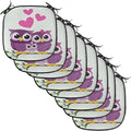 Lunarable Owls Chair Cushion Pads Set of 8, Animal Couple Owl Sitting on a Branch Family Portrait Cartoon Art, Anti-Slip Seat Padding for Kitchen & Patio, 16"x16", Purple Yellow Pink