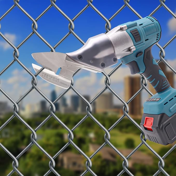 Electric Sheet Metal Shears Cordless, 360° Swivel Head Power Cutter for Steel Aluminum & Tin, Rechargeable Cutting Tool with 2×1500mAh Batteries & Charger