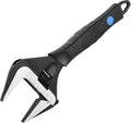 MAXPOWER 12-inch Wide Jaw Adjustable Wrench, 2.4" Jaw Opening, Cr-V Steel | Stubby Plumbing Wrench, Soft Grips, Smooth Jaws