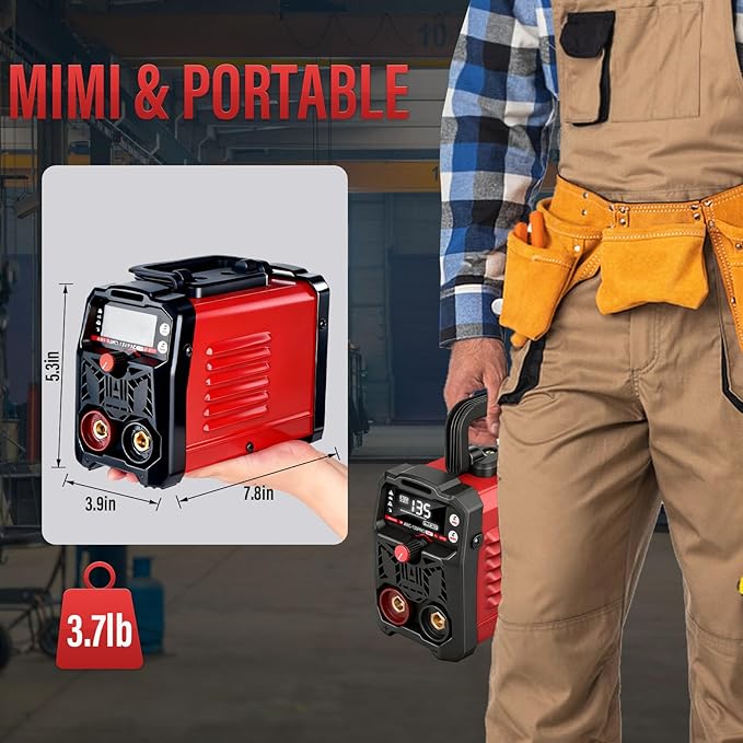 110V Portable Welding Machine, 2 In 1 Stick Welder/Lift Tig Welder Machine, 20-135A IGBT Inverter Mini Welder With Hot Start,Arc Force And Anti-Stick, For Home Diy Arc Welder Auto Repair(Red)