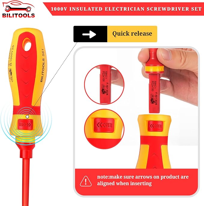 BILITOOLS 13-Piece 1000V Insulated Electrician Screwdriver Set