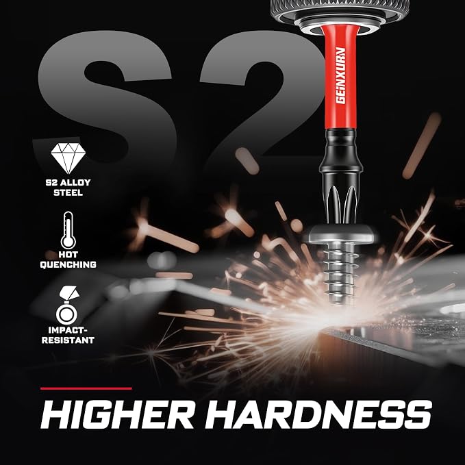 Geinxurn 217Pieces Impact Screwdriver Bits Set, S2 Steel 1”/2”/3”/6”Magnetic D2 Phillips/Slotted/Square/Torx/Hex Multi Bits Tips Set with Impact Bit Holder and Bit Magnetizer/Demagnetizer