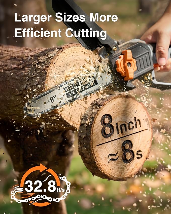 TaskStar 2-in-1 Pole Saw for Tree Trimming, 8-Inch Cordless Brushless Chainsaw with Adjustable Extension Pole, 2×4.0Ah Rechargeable Batteries & Charger, Auto Oiling, 15 Ft Max Reach