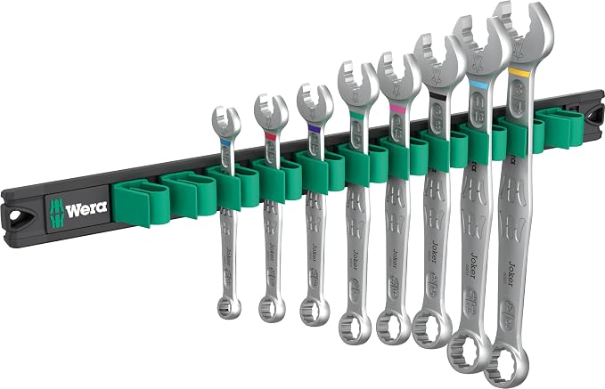 WERA - 05020235001-9642 Magnetic Rail 6003 Joker Imperial 1 Ring Spanner Set, 8 Pieces