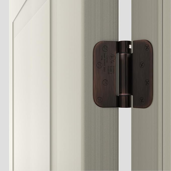 goldenwarm 4pack Door Hinges Oil Rubbed Bronze 4 Inch Self Closing Door Hinges Spring Door Hinge with 5/8" Radius Corners - Adjustable Door Closing, Residential & Heavy-Duty Hardware