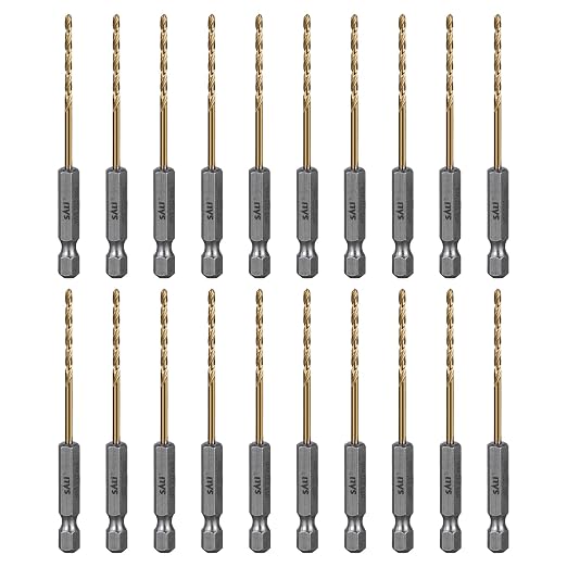 SALI Cobalt Drill Bit Set,20 Pack 3/32 Inch High Speed Steel Hex Shank Jobber Drill Bits, for Hardwood, Aluminum,Metal,Copper,Alloyed Steel