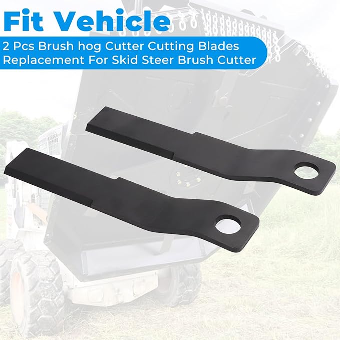 Brush Hog Cutter Cutting Blades Replacement for Skid Steer Brush Cutter Lawn Brush Mower Head Blade Rotary Cutter 2Pcs 8mm Thickness Spring Steel