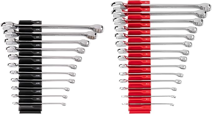 TEKTON Combination Wrench Set, 25-Piece | WCB95301 | (1/4 - 3/4 in., 6 - 19 mm), Modular Organizers, Chrome Finish