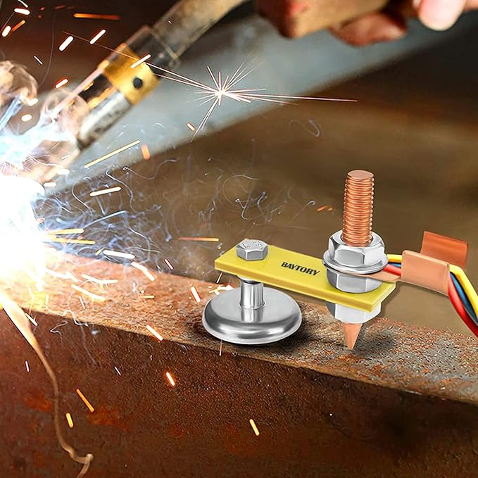 BAYTORY Upgrade Magnetic Welding Support Ground Clamp Tools, 2-Piece Single Welding Magnet Head, Strong Magnetism Large Suction, Copper Tail Welder Accessories Stability Clamps