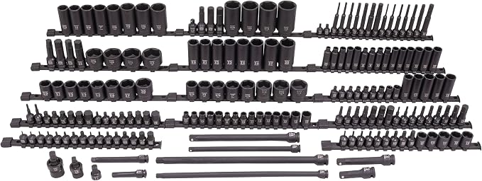 SUNEX 10181 3/8" & 1/2" Drive SAE & Metric 6 Point Standard & Deep with Star (E and Tamperproof), Triple Square, & Hex Bit, 181-Piece