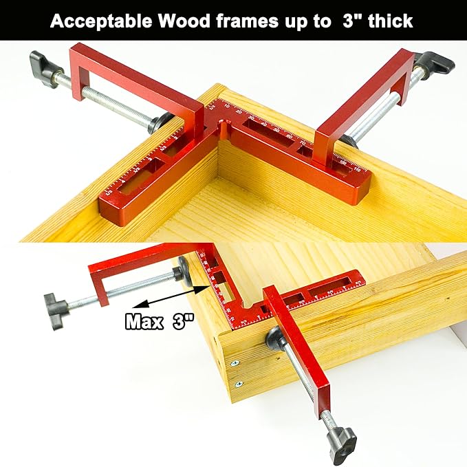 90 Degree Positioning Squares Right Angle Clamps for Woodworking - 4 Pack 5.5"Aluminum Alloy Woodworking Corner Clamps, for Picture Frame, Cabinet, Boxes, Drawers (4Pack 5.5'')