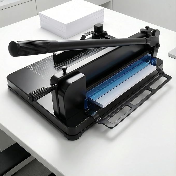 Heavy Duty Paper Cutter for A4 Paper, Guillotine Paper Cutter 12 Inch, 400 Sheet Capacity, Solid Steel Construction, Black