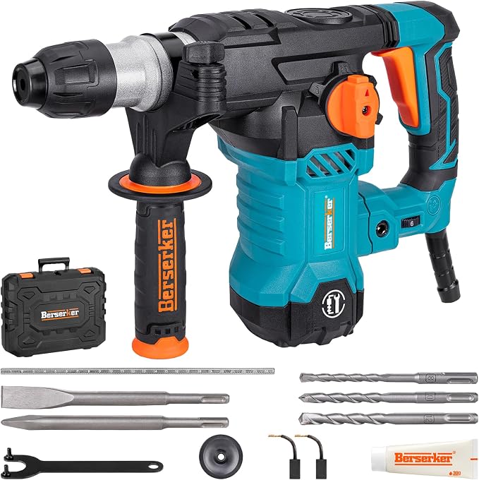 Berserker 1-1/4" SDS-Plus Heavy Duty Rotary Hammer Drill for Concrete 32MB | 1500W 12.5 Amp 4 Functions 12 lb. Corded Electric Variable-Speed Safety Clutch Vibration Control Demolition Rotomartillo