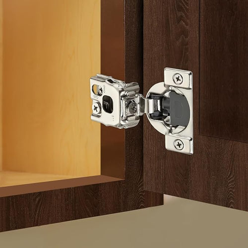 10 Pack (5 Pairs) 1" Overlay Soft Close Cabinet Hinges, Satin Nickel Stainless Steel Concealed Hinges with 3D Self-Closing for Face Frame Doors & Kitchens